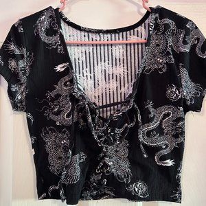 Black dragon crop top